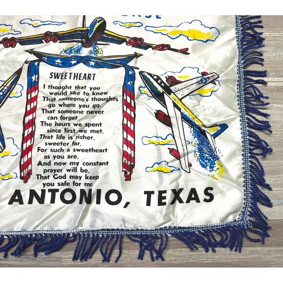 Vintage Lackland Air Force Base Pillow Cover Sweetheart Poem San Antonio TX - Picture 9 of 10